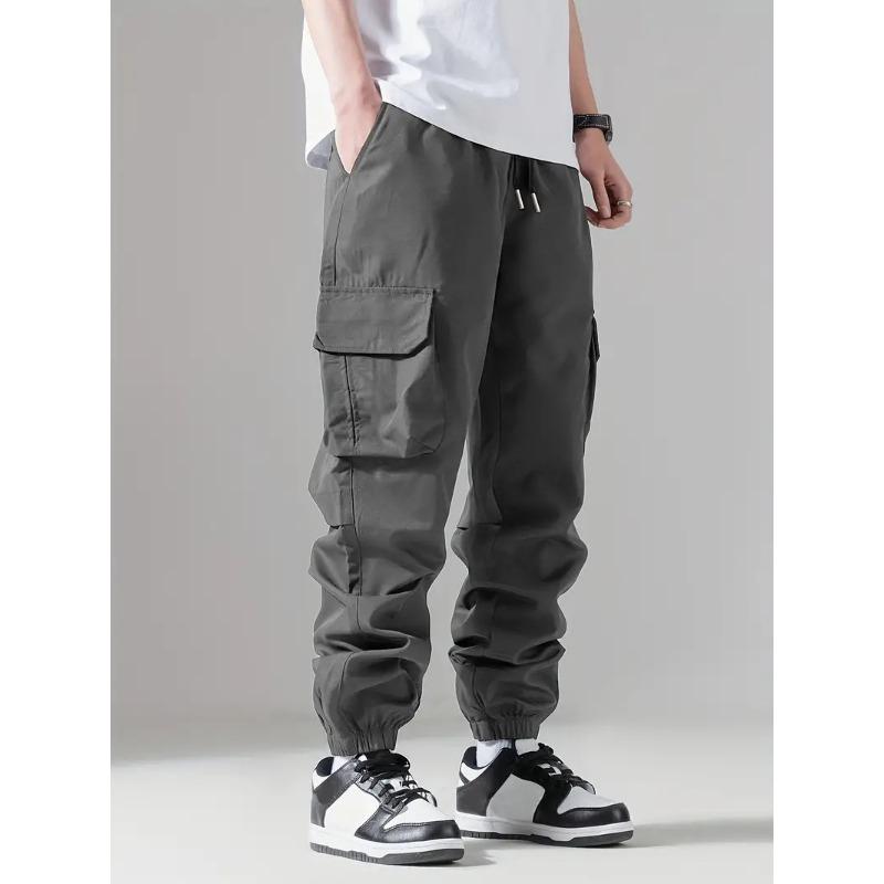 Retro spring and autumn trend outdoor men's mid-waist tied feet wear-resistant overalls casual sweatpants