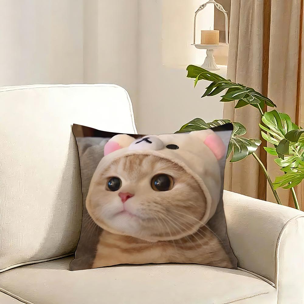Cute Pet Animal Cushion Cover Reversible Plush Pillow Cover Soft Fluffy Home Decor for Sofa Bedroom