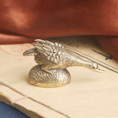 Vintage Brass Swan Desktop Decoration Creative Study Paper Weight Tea Ornaments Statue Crafts Old Bronze Ware Whol