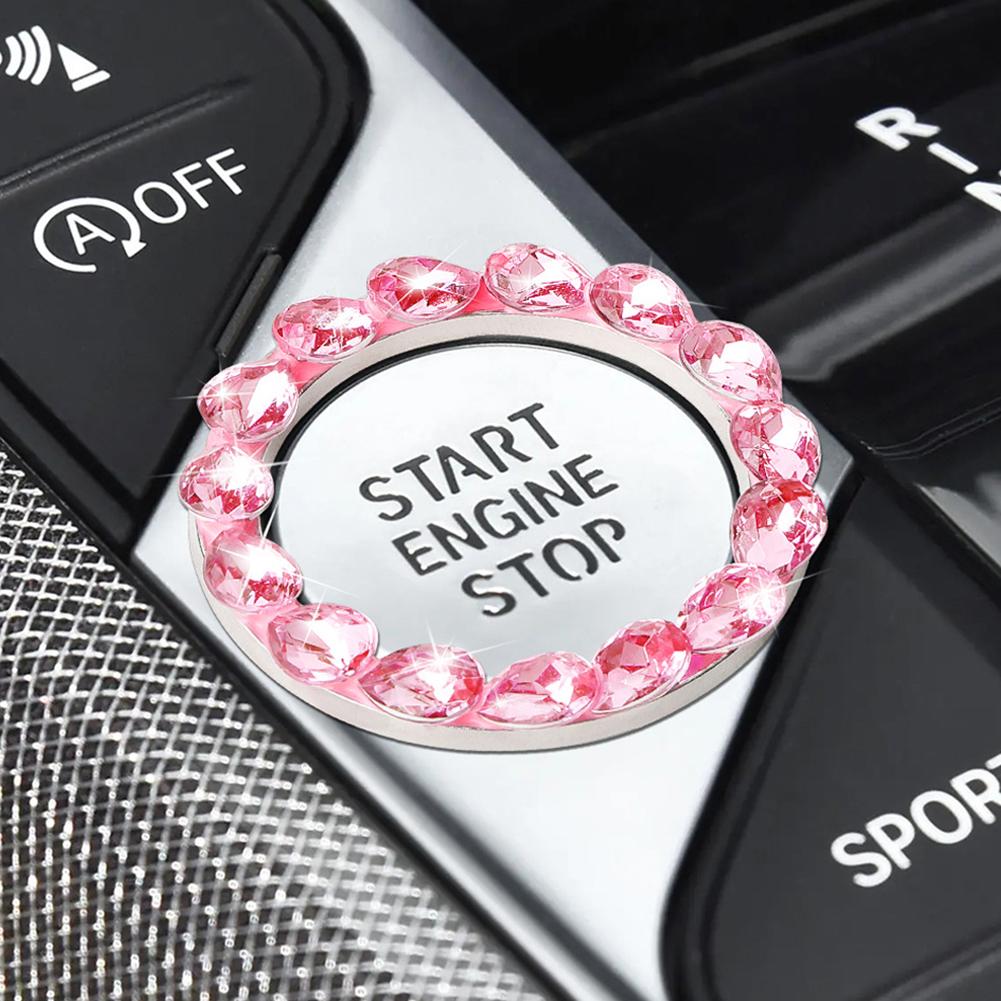 Inel cu Diamante Buton Pornire Motor cu Aprindere Auto cu Strasuri Design Inel Aprindere Decor Aprindere