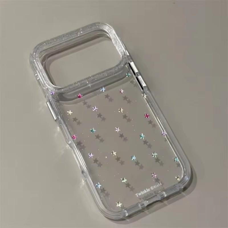Glitter Shiny Stars Imd Transparent Back Cover for Iphone 17 16 Pro Max 13 14 15 Promax Ins Protector Shockproof Phone Case