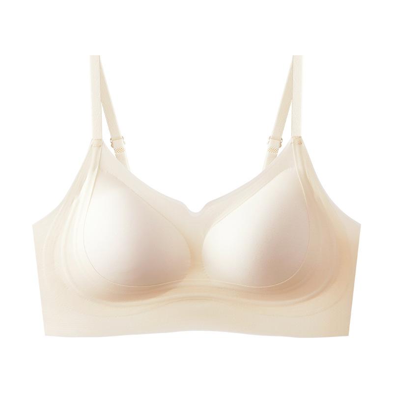 Ultra-thin Steel-free Rings Gather, Breathable and Seamless Women's Underwear, Ice Muscle Jelly Glue, Soft Support Bra Herbal
