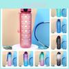 Large Capacity 1000ml Gradient Color Frosted Plastic Water Bottle With Straw For Sports And Office Use