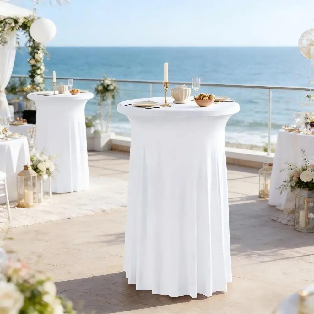 Elastic Height Stretch Round Tablecloth Long Drape Bar Counter Cover Bar Table Cover Wedding