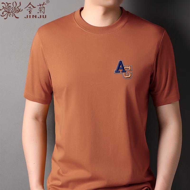 Jin Ju Men s 2026 Summer Mulberry Silk Blend Round Neck T-Shirt M