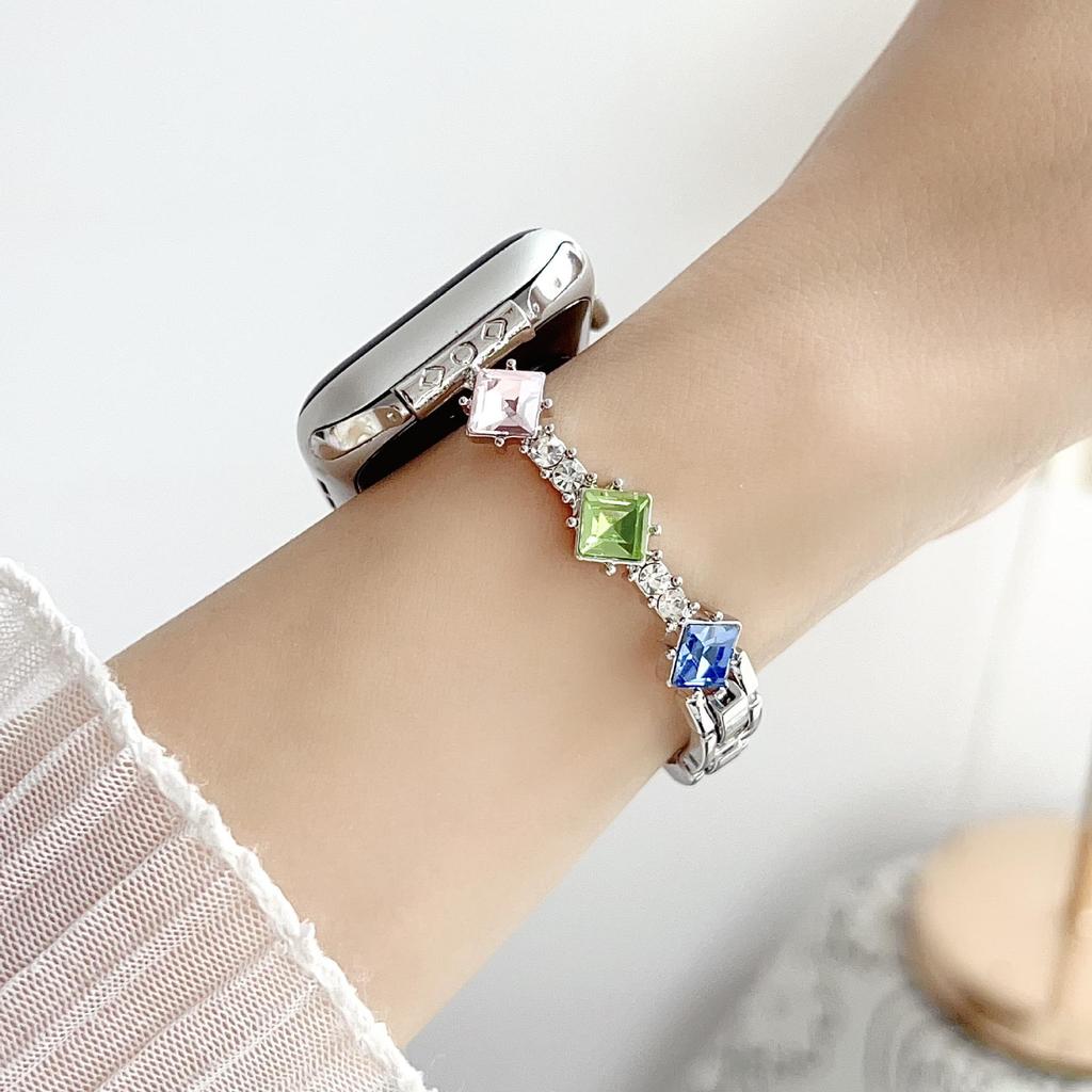 "Compatible Rhombus Rhinestone Watch Strap for Apple S11, iWatch SE 10/9/8/7/6, Huawei GT6, Xiaomi 9 Pro”