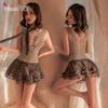 "Feimu Elegant Lace Lingerie Set with Hollow Stitching & Stockings"