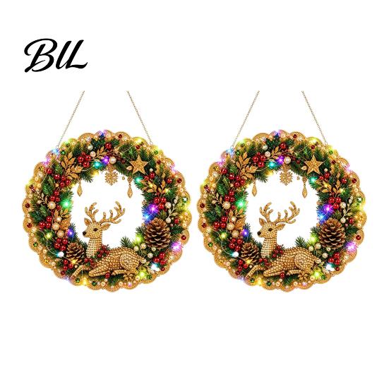 Festive Party Supplies 2Pcs Pearl Diamond Christmas Ornament Set, 2D Acrylic Glitter Hanging Gifts for Family Decor with Ribbon, Tree Pendant Holiday