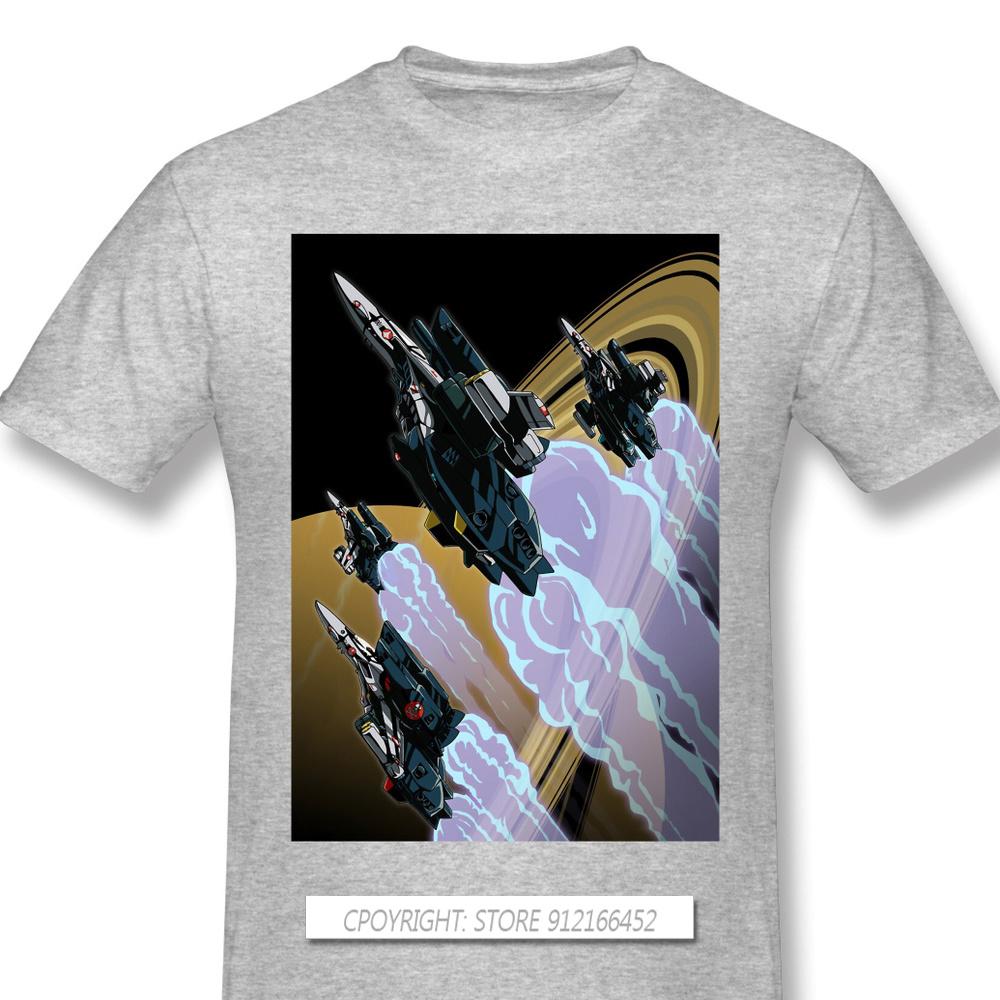 Skull Squadron TShirt Macross UN Spacy Variable Valkyrie Mecha Anime Homme T-Shirts Tee Pure Cotton Oversize Short Sleeve