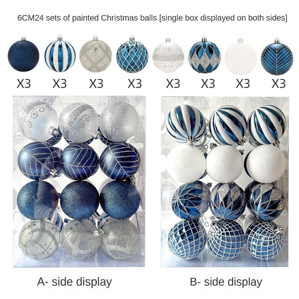 24Pcs/Box Plastic Christmas Colored Balls Electroplated Christmas Tree Hanging Pendant  for Home