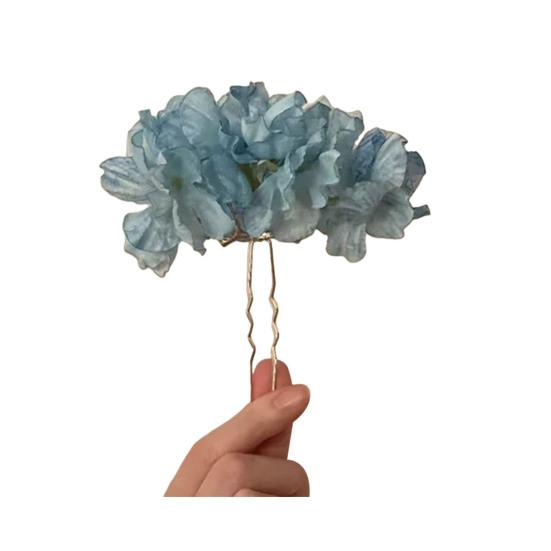 

Women Hair Stick Artificial Flower Decor Hairpin Buns Half-Combed Hairstyles Chinese Hairpin Headgear Hanfu Hair Accessories синий