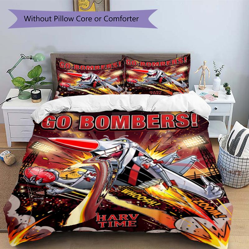 3pcs Duvet Cover Set (1*Duvet Cover + 2*Pillowcase, Without Core), Essendon Football Print Bedding Set, Bedroom Decor, All‑Season, Gift