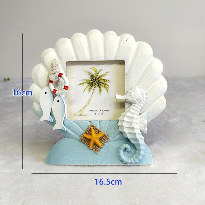 Scallop Fish shaped Starfish Photo Frame, 3-inch Wedding Photo Frame Stand, Display Platform, Home Decoration Decoration Ornament