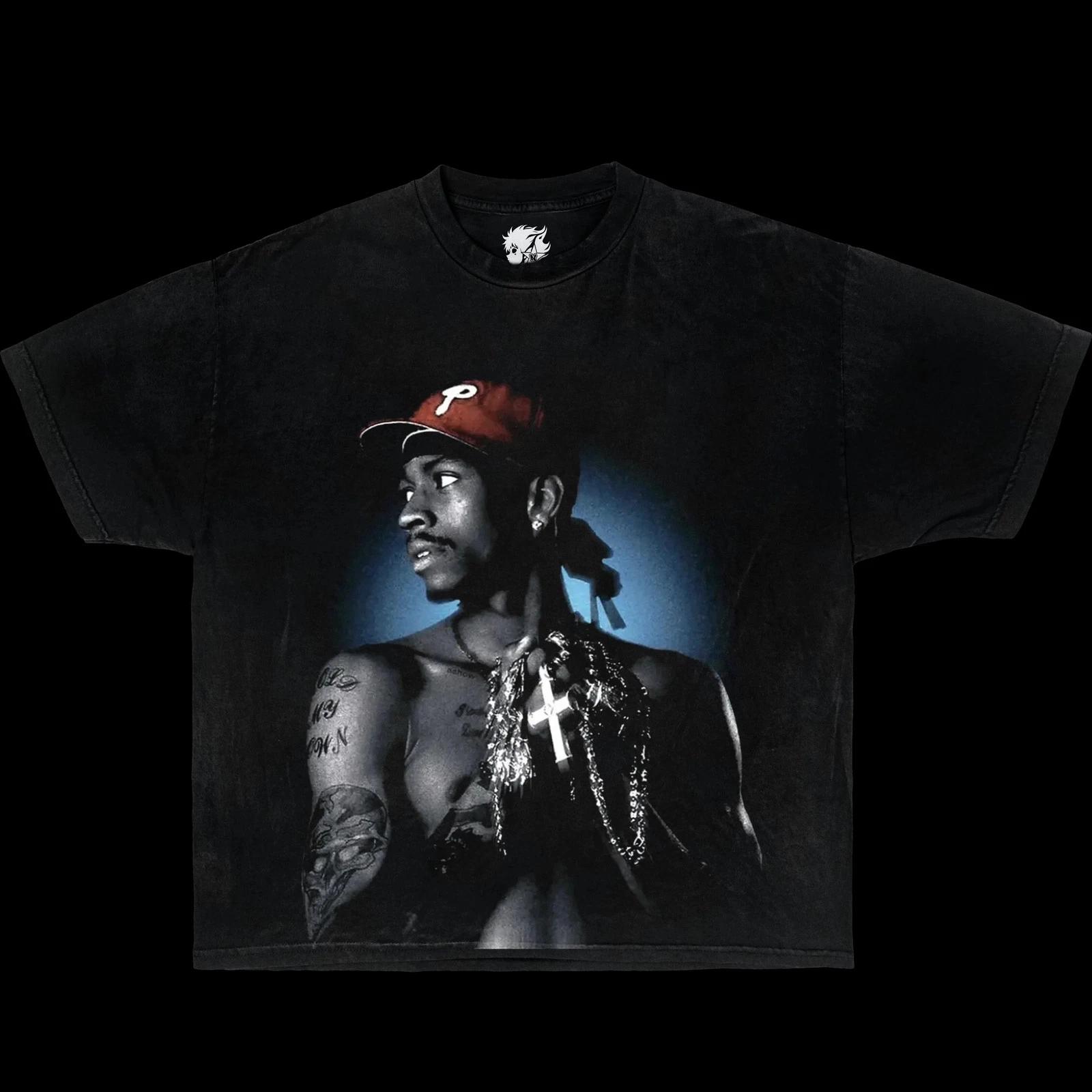 Iverson Pray Boxy Vintage Shirt Graphic Basketball Tees Oversized Streetwear Y2K S