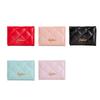 Embroidery thread rhombus pattern three-fold short wallet solid color simple card bag pu leather wallet women's high-end sense