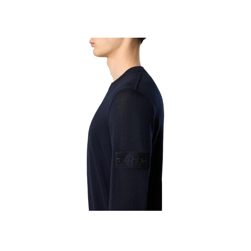 STONE ISLAND Solid Color Pullover Long Sleeve Crew Neck Sweater Men Sweater Navy-Blue K1S1551000-66S00FC-V0020