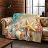 Starfish Beach Sand Shell Sea Star Flannel Blanket Soft Warm Throw Blanket for Bedroom Living Room Bed Travel Camping Picnic kid