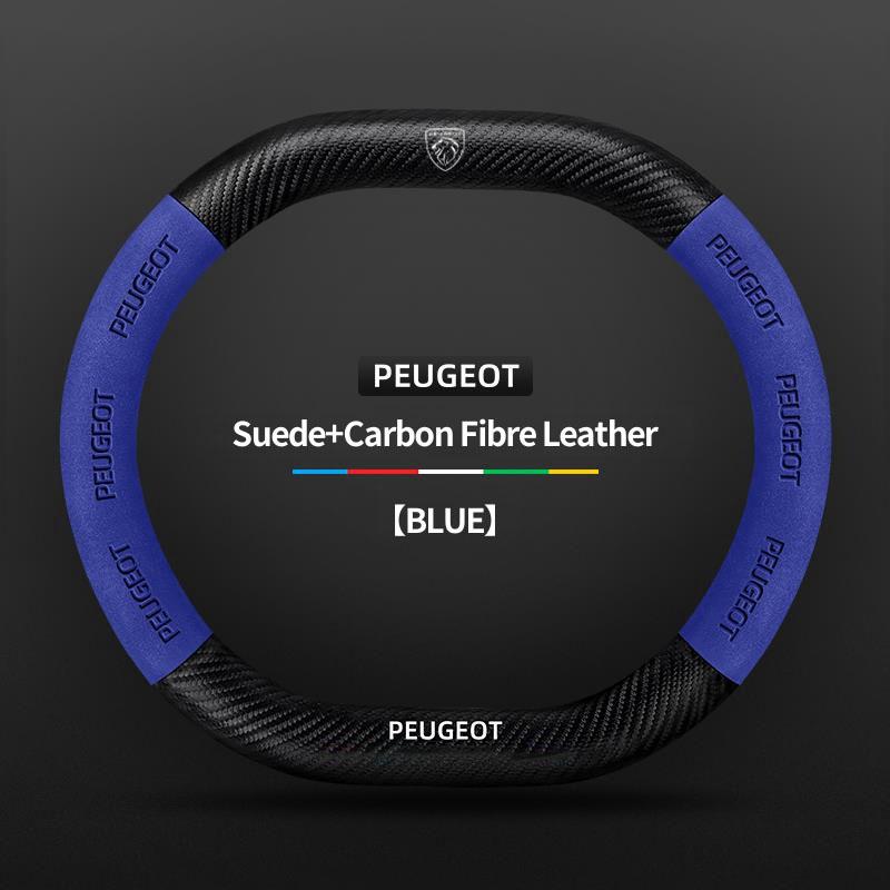 Suede Leather Car Steering Wheel Cover For Peugeot 3008 4008 5008 208 e208 2008 e2008 207 206 Carbon Fiber Non-slip Wheel Covers