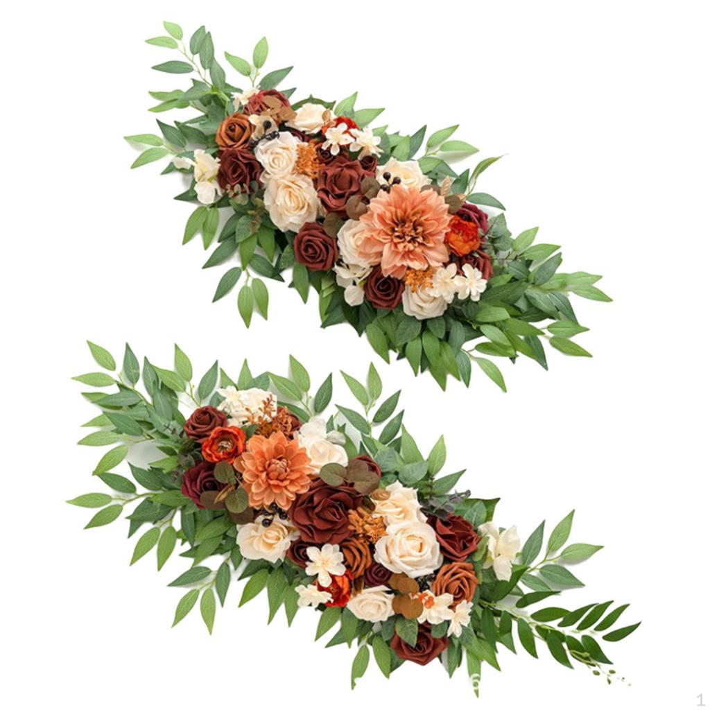 2 Pcs Artificial Floral Swag Centerpiece Wreath Hanging Garland Wedding Flowers for Garden Home
