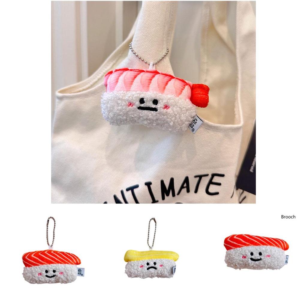Authentic Salmon And Sweet Shrimp Sushi Plush Pendant Pin Cute And Funny Cartoon Food Hanging Decoration Gift Sushi Pendant)