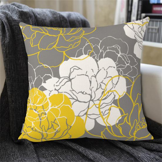 45x45CM Modern Square Pillow Shams Flower Pattern Pillowcase Hidden Zipper Closure Sofa Cushion Cover Home Bedroom Bedding Decoration