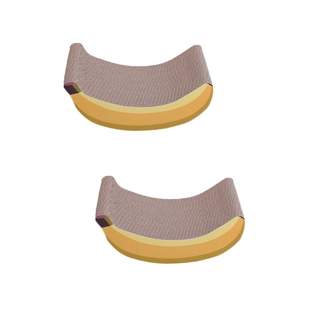 2Pcs Cat Scratching Toy Yellow Creative Banana Design Scratch Board