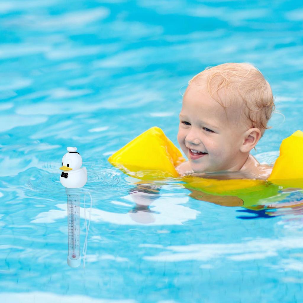 Teploměr do bazénu Plovoucí kachnička Měřič teploty vody Snadno čitelný Plovoucí měřicí zařízení s provázkem Pro bazén