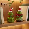 Desktop Christmas Decorations Green Monsters Ornament with Santa Hat And Scarf, Resin Frog Outdoor Garden Statues Figurine for Home Decoration,