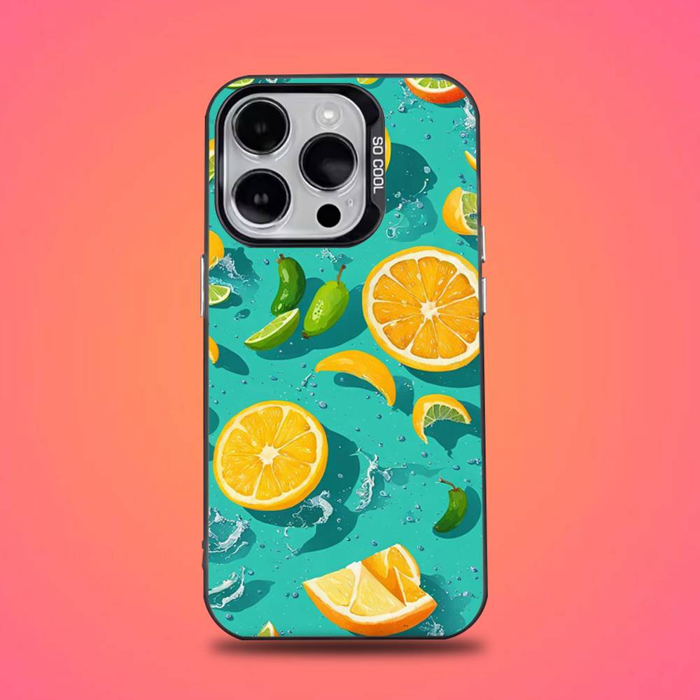 

Fruit Lemon Art Phone Case For iPhone 17,16,15,14,13,12,11,Pro,XS,Max,Plus,Mini,SE4,E Black Matte Shockproof Cover iPhone12
