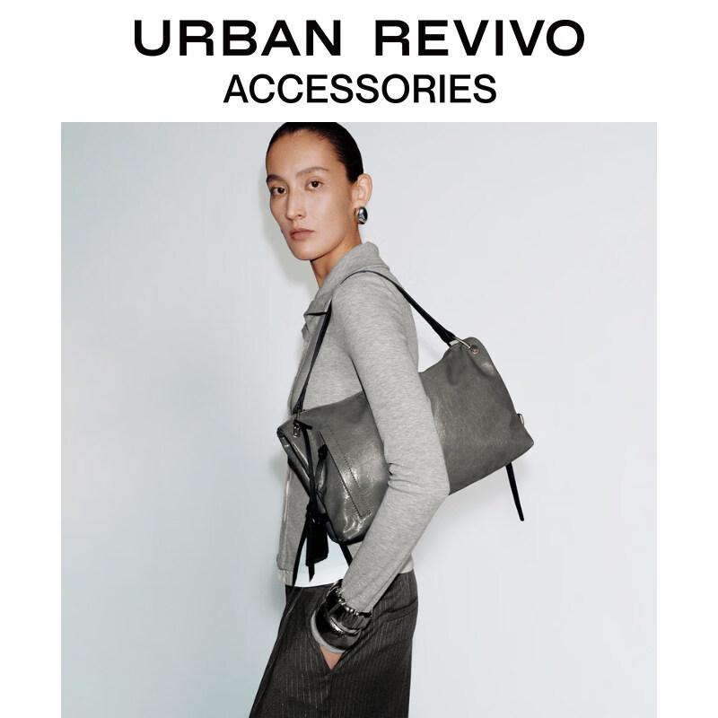URBAN REVIVO Retro Oil Wax Leather Tote Bag One Size