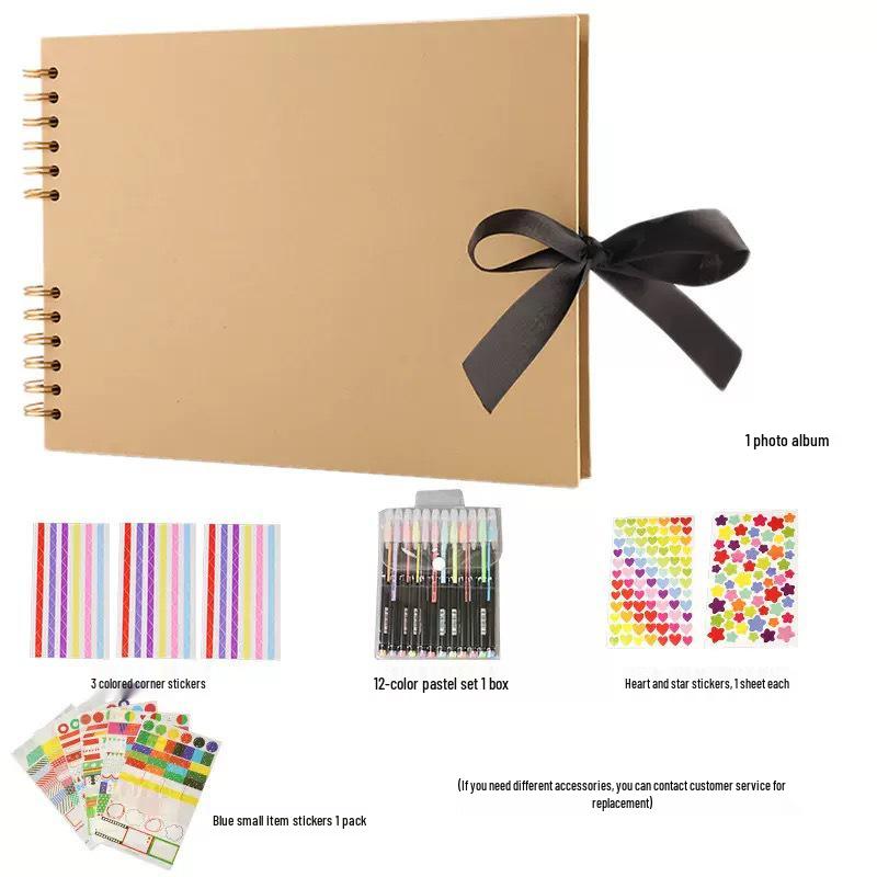 Creative Photo Album and Scrapbook Set with Bows, Doodles, and Souvenir Pages