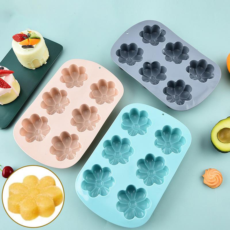 6-Hole Silicone Cake Mold, Heart-Shaped Silicone Mold, Diy Cake And Chocolate Baking Tool, Ice Cube Mold.
