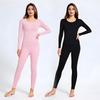 Conjunto de Ropa Interior Cálida de Moda con Cuello Redondo para Mujer y Adolescentes, 2/4 Piezas, Otoño e Invierno, Ropa de Dormir Cómoda Ajustada