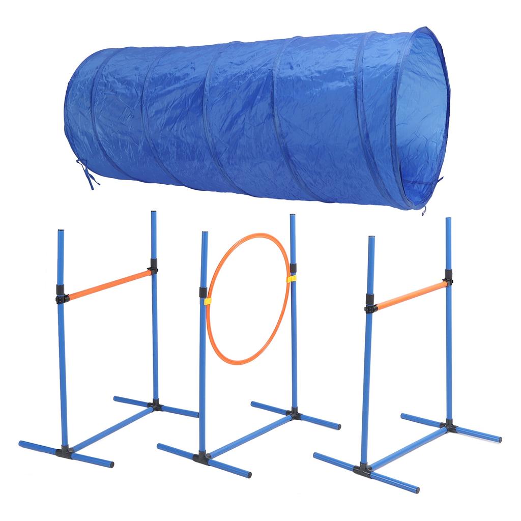Dog Agility Training Equipment Collapsible Tunnel Jump Ring Poles Dog Obstacle Training Kit for Yard Outdoor
