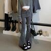 Women's Clothing High Waist Bootcut Jeans Stylish Heart Cutout Split Hem Denim Pants Korean Slim Hotsweet Vintage Trousers New