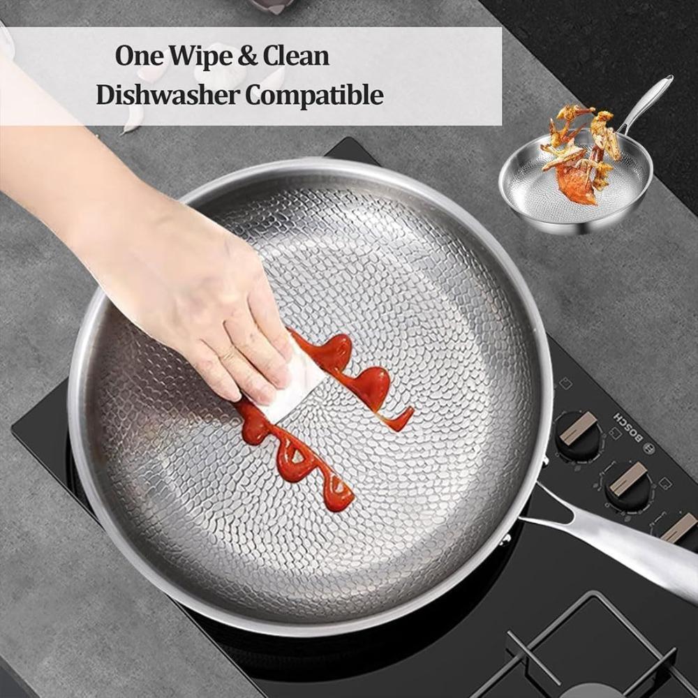 Pure Titanium Cookware Is Scratch-resistant and Non-stick, Heats Evenly and Is Suitable for Cooking and Heating Quickly.