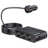 128W Car Charger Splitter Multi Ports PD30W QC3.0 Cigarette Lighter Adapter Car Cigarette Lighter Socket Splitter with Switch