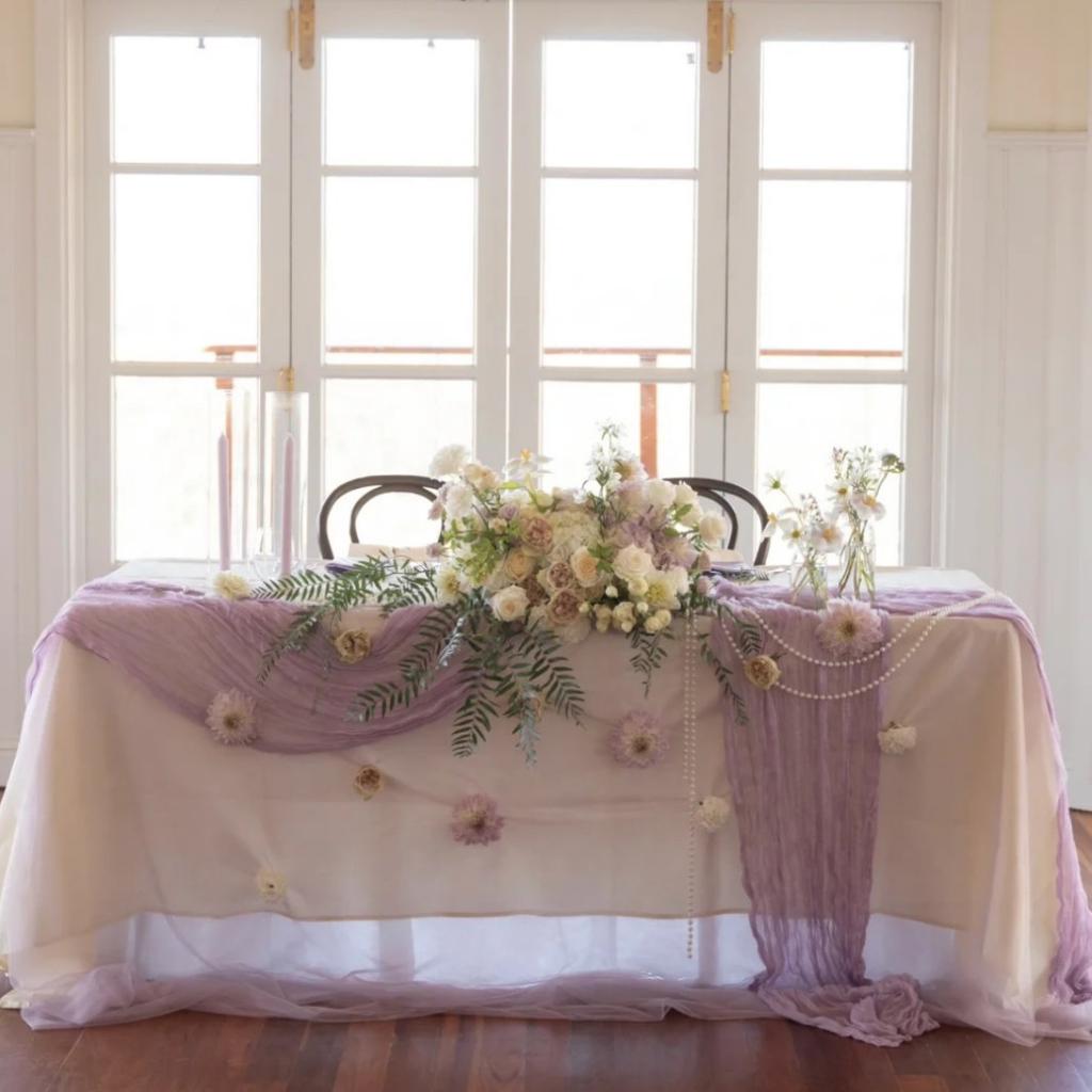 2PCS Pink Table Runner 90x400cm Gauze Table Runner for Wedding Reception Sheer Bridal Birthday Party Table Decoration Vintage