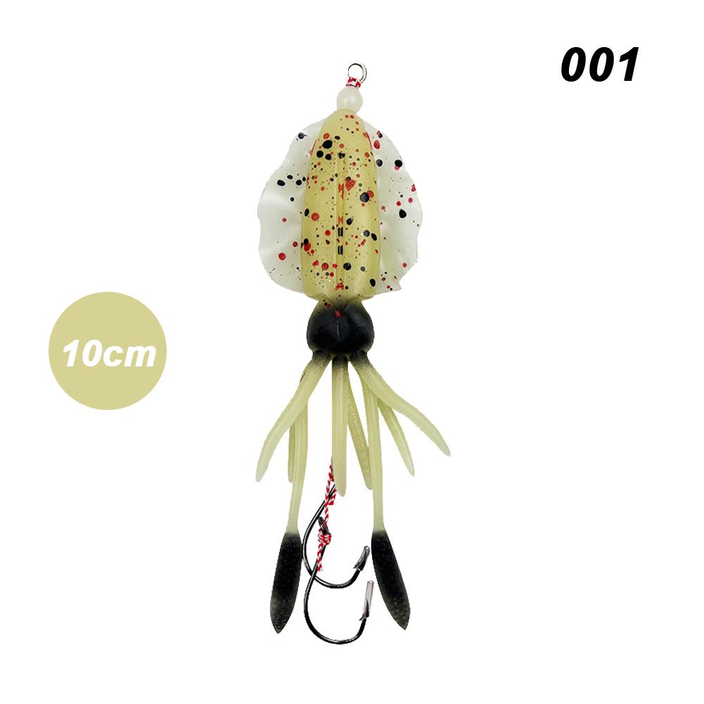 

1 шт. 10/12/15 см Имитация кальмара Приманка с двойным крючком Морская рыбалка Светящаяся поддельная приманка Рыболовные принадлежности 005-10cm