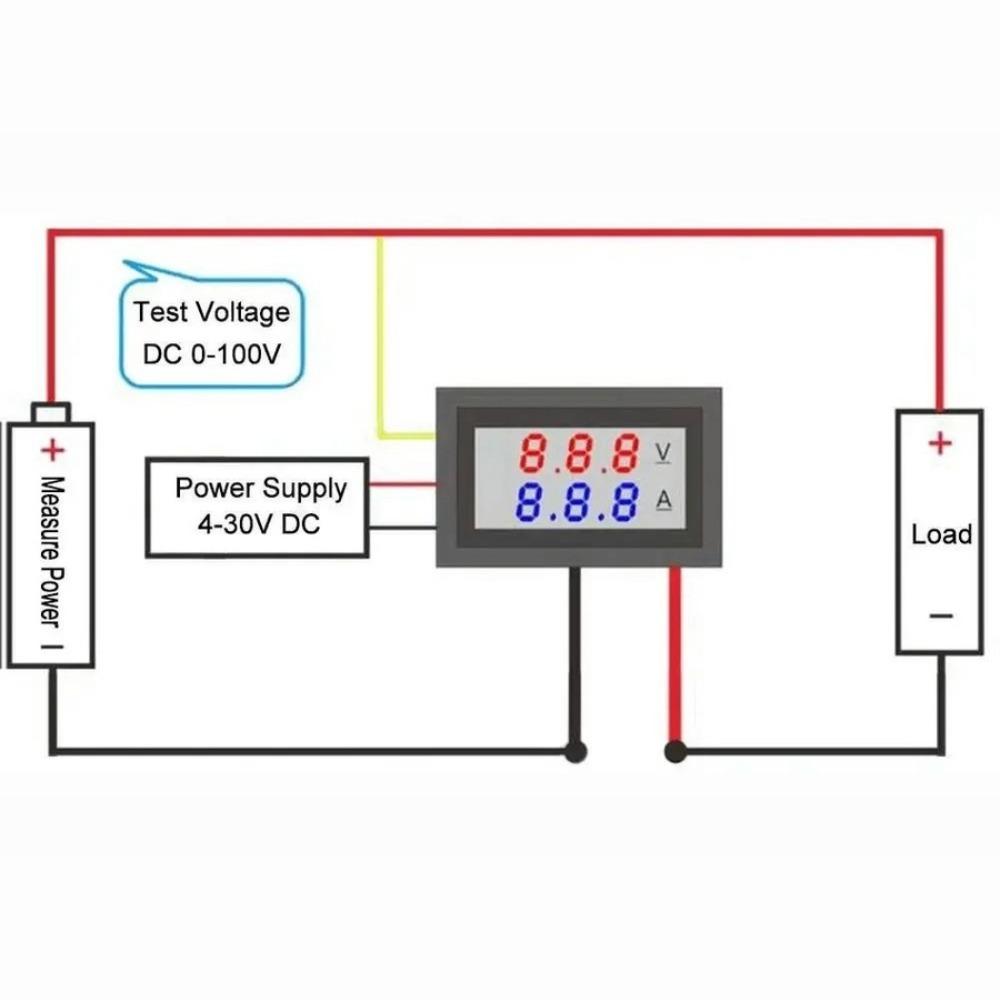DC0-100V 10A 50A 100A Voltmeter Ammeter Red Blue LED Amp Dual Digital Volt Meter Gauge 0.28'' LED Display 50A 100A Diverter