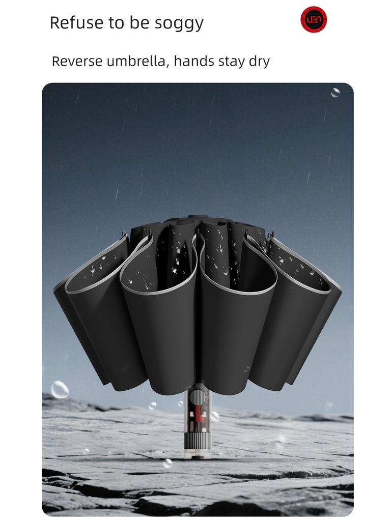 Mechanical Handle Umbrella, Fully Automatic, Enlarged, Reinforced, Thickened, Windproof, Heavy Rain Special Folding Umbrella for Men