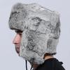 New Men's Winter Bomber Hat Thick Warm Rabbit Fur Trapper Ushanka Russia Style Ear Flap Cap for Cold Weather