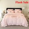 Rose Flowers Embroidery Bedding Set Double King Queen Size Pink Girls Bedroom Duvet Cover Flat/Fitted Bed Sheet Pillowcases