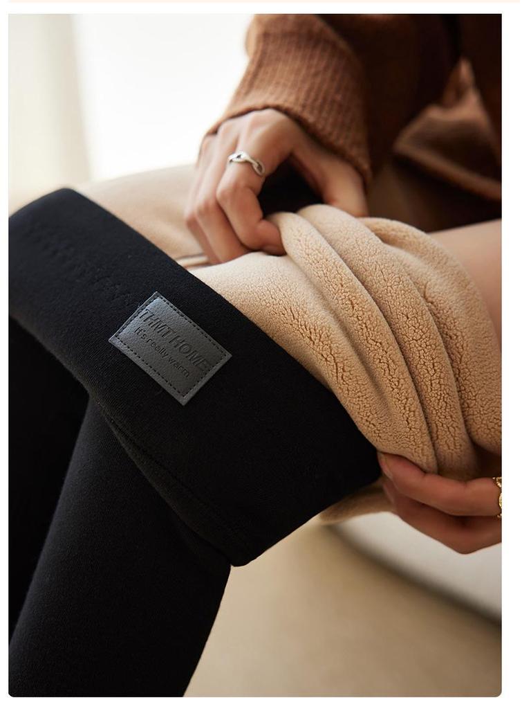 High-Waisted Slim Fit Women's Plush Leggings - Warm Thick Cotton Trousers for Autumn/Winter 2024