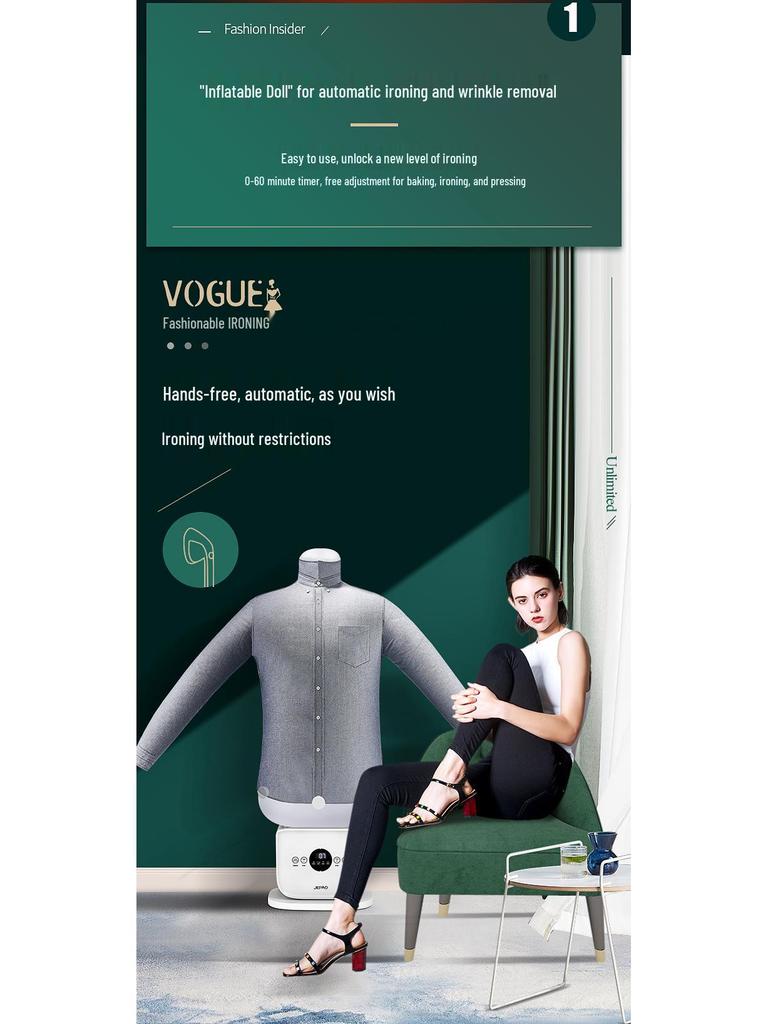 Automatic Inflatable Mannequin Ironing, Steaming & Drying Machine with EU/US/UK Plug Options
