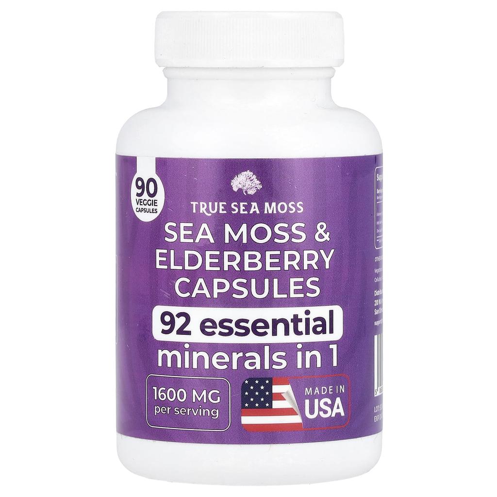 Sea Moss & Elderberry, 1,600Mg, 90 Veggie Caps (800Mg per Capsule)