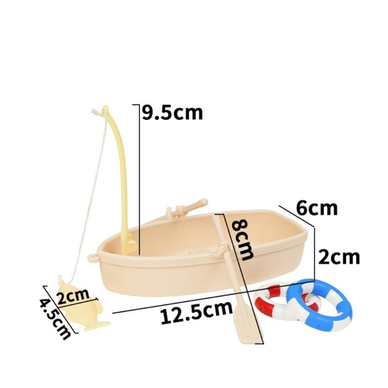 Aquarium Decoration Fishing Boats Ornament, Fishing Scene Fishtank Decors with Fisherman and Cats Detail for Fishtank Landscape Use