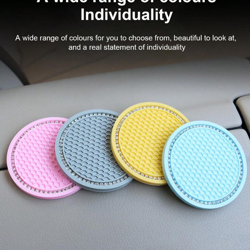 1pc/2PCS Car Cup Coaster, Bling Cup Holder Insert Coasters,Universal Auto Non-Slip Cup Holder Embedded in Ornaments Silicone Coaster