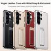 Metal Holder Foldable Wristband Precise Cutout Vegan Leather Phone Case