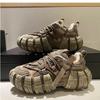 Herren Plateausneaker Reifengummi-Sohle Designer klobige Laufschuhe Britischer Retro Luxus Mikrofaserleder Mode Freizeit